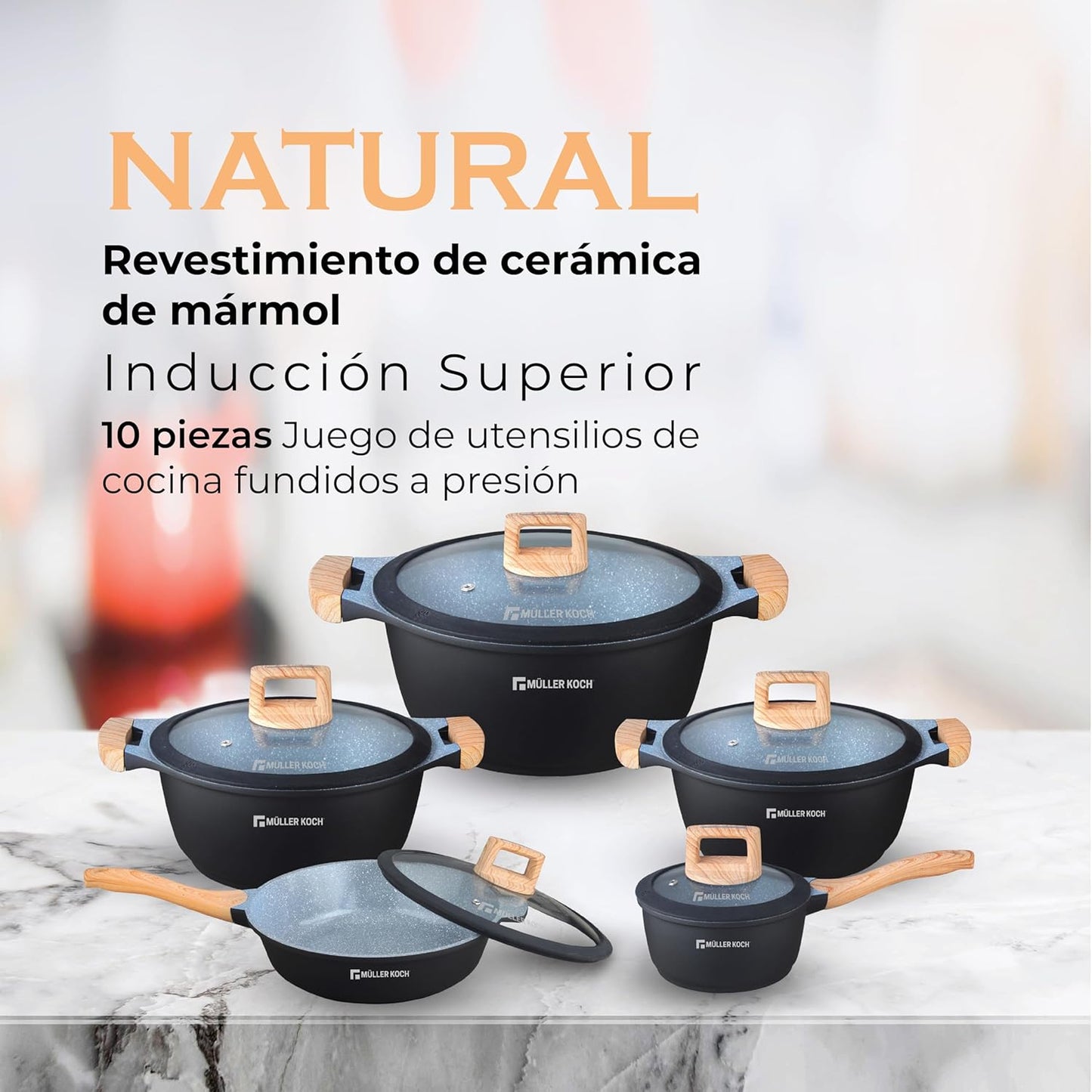 mueller kitchen Mk-5013 10PCS Natural Series die-cast Cookware Set