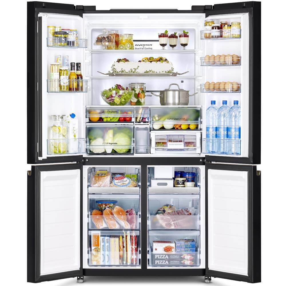 HITACHI 4 DOORS BOTTOM FREEZER GLASS GRAY