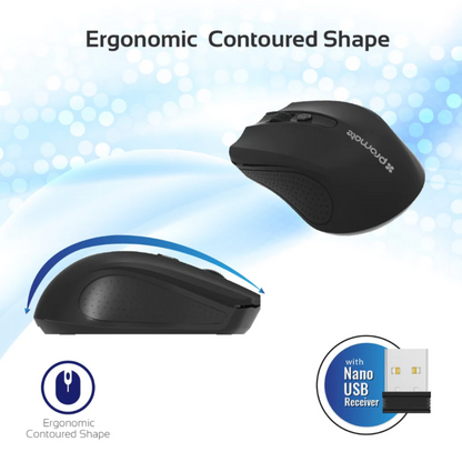 Promate - Clix-8 - 2.4GHz Wireless Ergonomic Optical Mouse