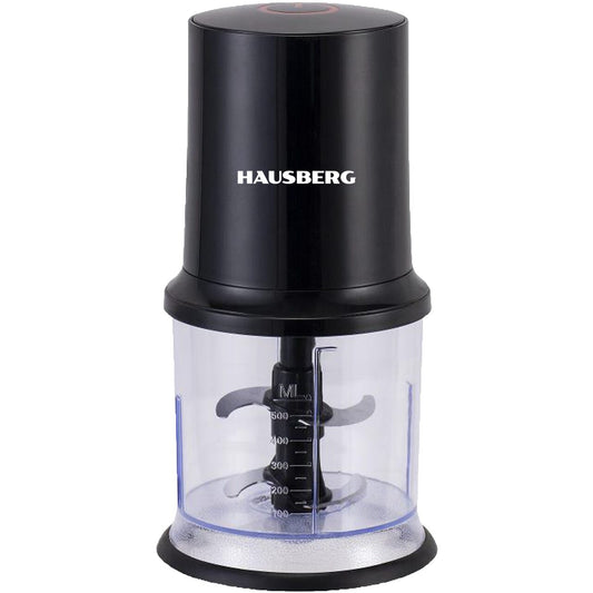 Electric chopper HAUSBERG, 400W, 1 speed, 500 ml, plastic bowl, knife with 2 stainless steel blades