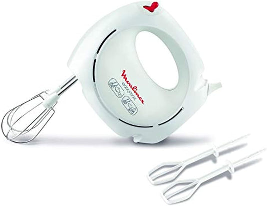 MOULINEX Hand Mixer | Easy Max Hand Mixer | 200 W | 5 speeds | White | Plastic/Stainless Steel | 2 Years Warranty | HM250127