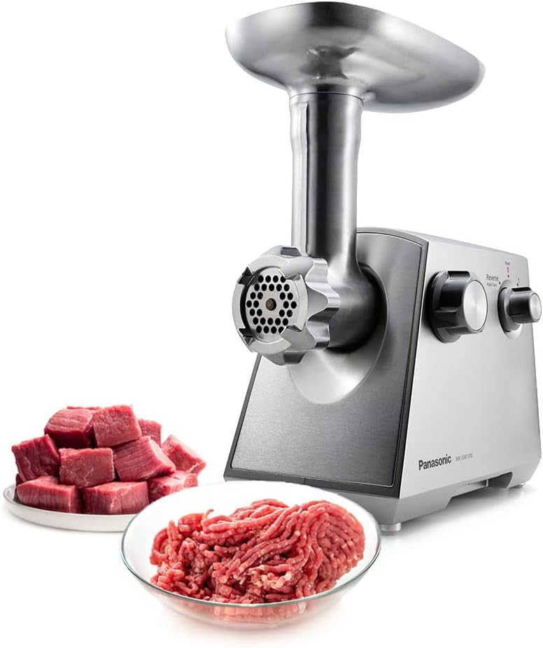 Panasonic Meat Mincer/Grinder/SaUSage/Kibbeh Maker, 1700W, Mk-Gm1700, Silver, Japan Blade, 1 Yr. Warranty