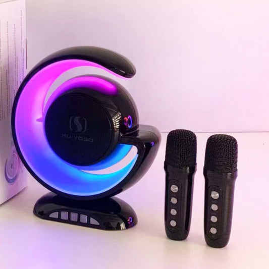 YS-110 Portable Karaoke Machine: Wireless Bluetooth Speakers, Dual Mic, Lighting Atmosphere, Mini Music Box for Home Singing, Parties, and Outdoor Events