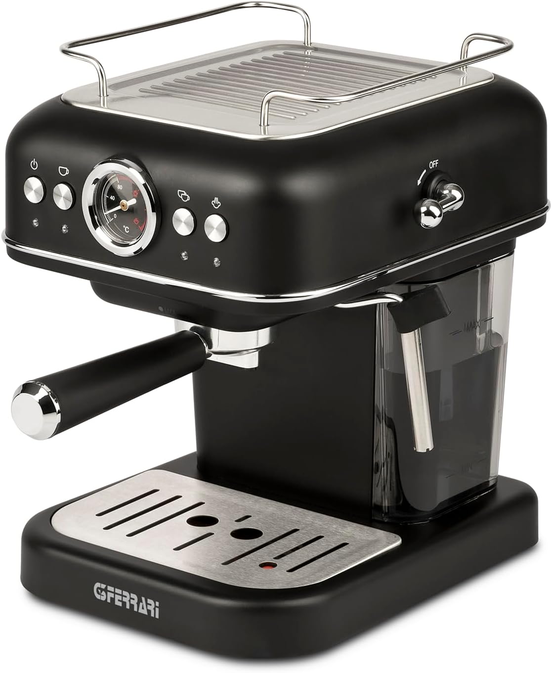 G3 Ferrari G10188 Alchimia Espresso Coffee Machine, 15 Bar, Compatible with Pods and Coffee Powder, Cappuccinator, 3 Stainless Filters, 1.2L Tank