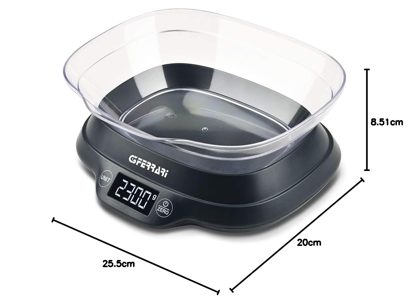 G3 Ferrari G20093 Kitchen Scale, 1 g/5 kg, 1.2 L Bowl