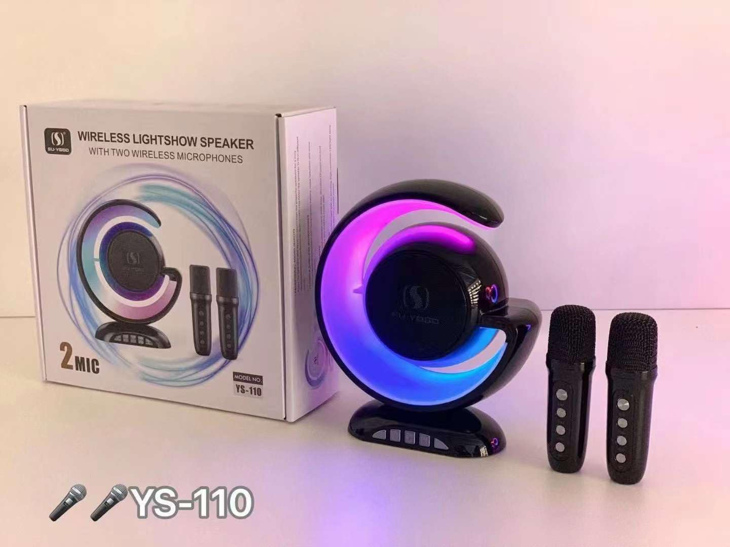 YS-110 Portable Karaoke Machine: Wireless Bluetooth Speakers, Dual Mic, Lighting Atmosphere, Mini Music Box for Home Singing, Parties, and Outdoor Events