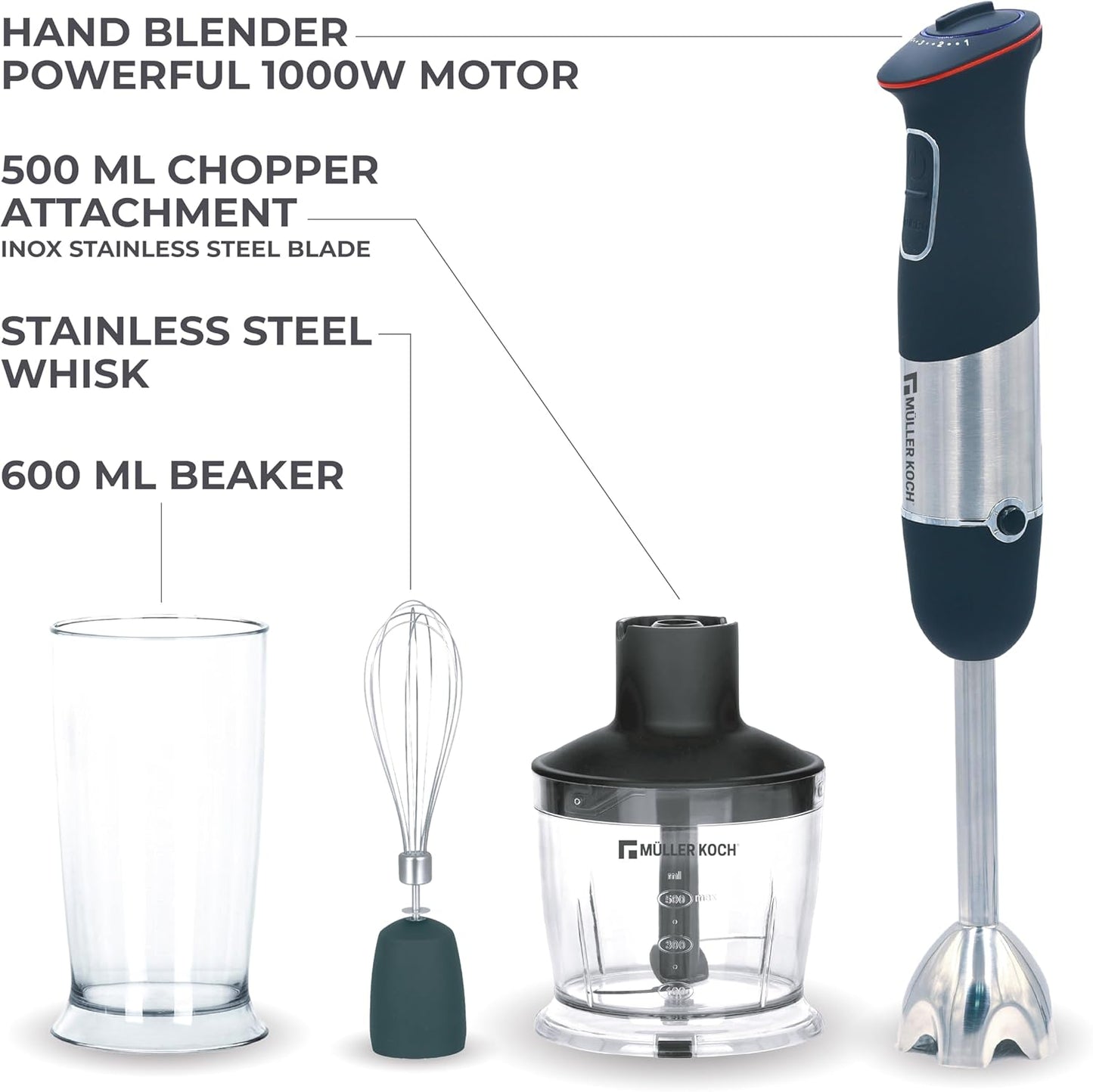 Mueller kitchen Mk-6053 1000 Watt Hand Mixer Set 4X12