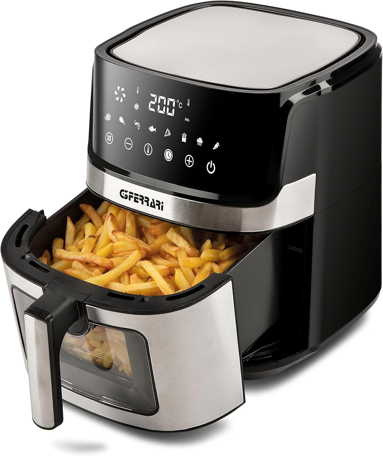 G3 Ferrari G10167 Friggisano Visual Air Fryer, 1700W, 6.5 Litres, 8 Programs, Digital Display, BPA/PFOA Safe, Timer, Interior Light, Recipe Book Included