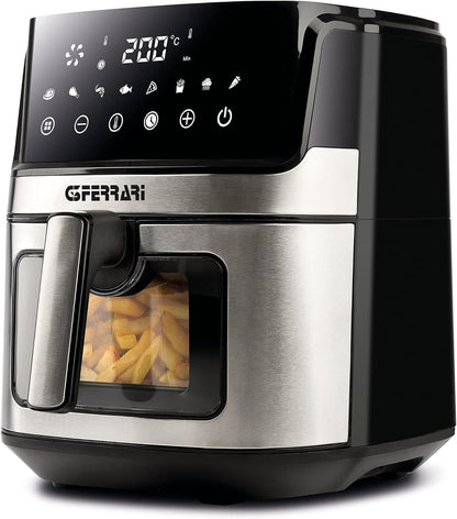G3 Ferrari G10167 Friggisano Visual Air Fryer, 1700W, 6.5 Litres, 8 Programs, Digital Display, BPA/PFOA Safe, Timer, Interior Light, Recipe Book Included