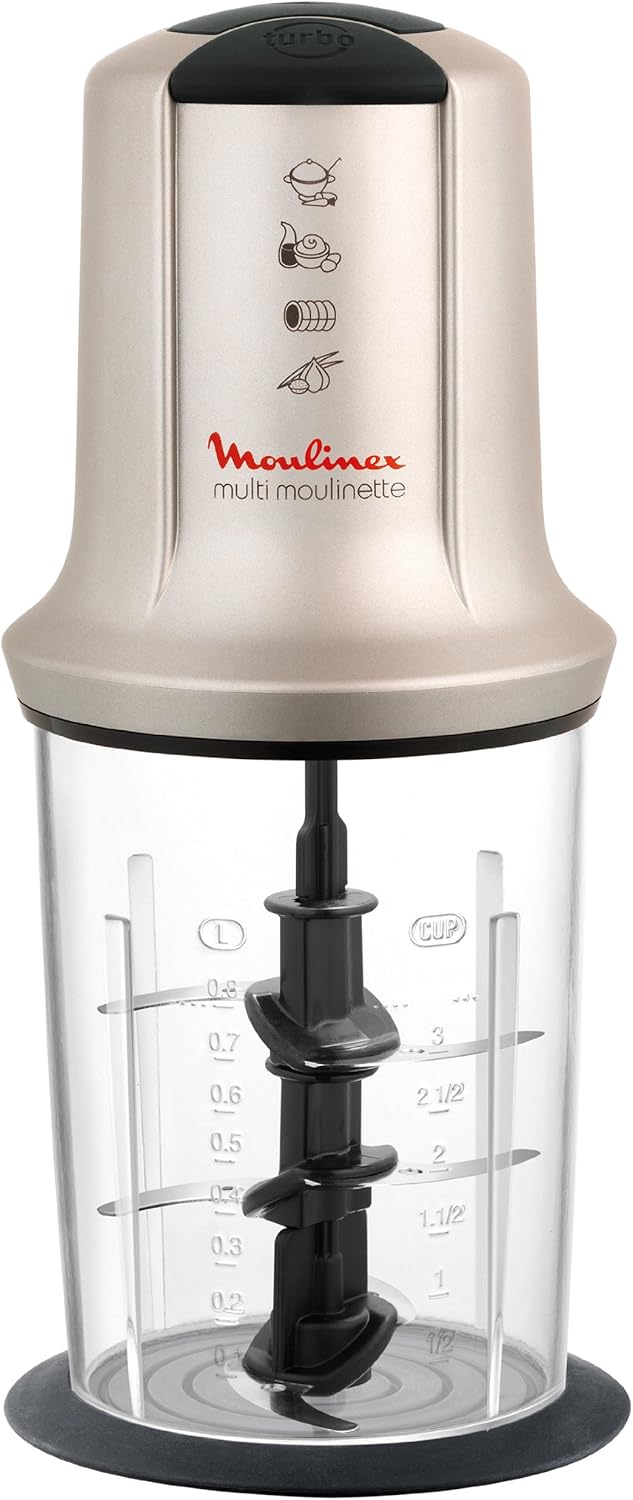 Moulinex ‎AT718A10, MultiMoulinette XXL, Electric Chopper, 2 Ultra Sharp Blades, 5 Functions, 800 ml, 500 W, White