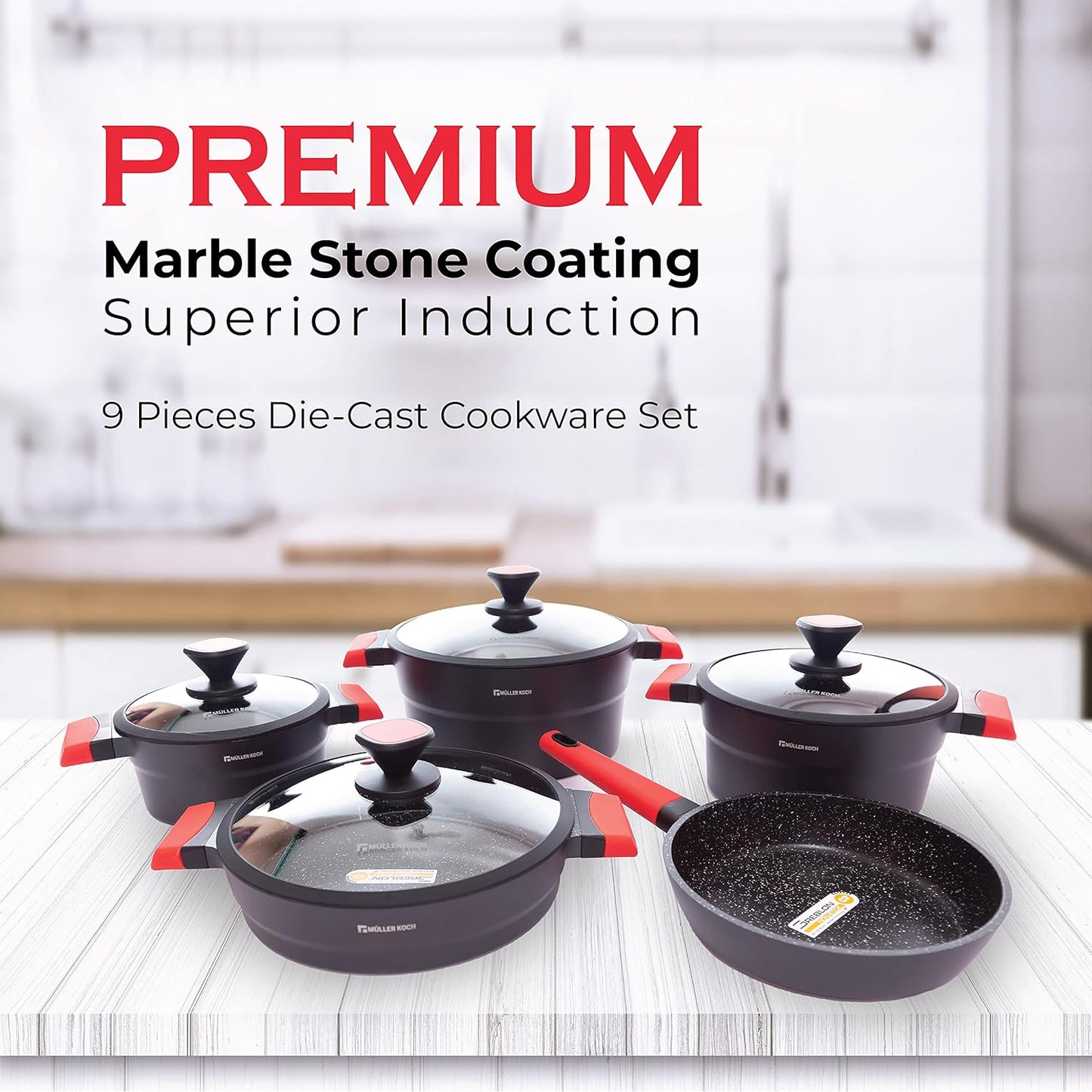mueller kitchen Mk-5011 9PCS Premium Series die-cast Cookware Set