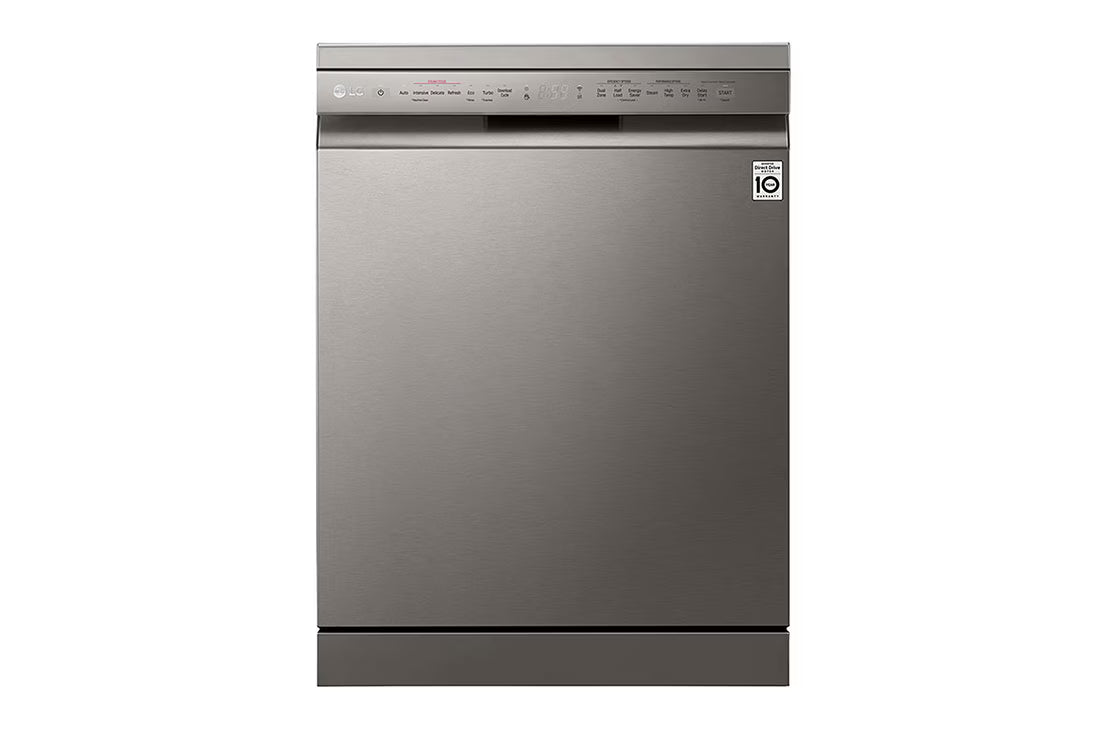LG QuadWash™ Steam Dishwasher, 14 Place Settings, EasyRack™ Plus, Inverter Direct Drive, ThinQ, Platinum Silver color DFB425FP