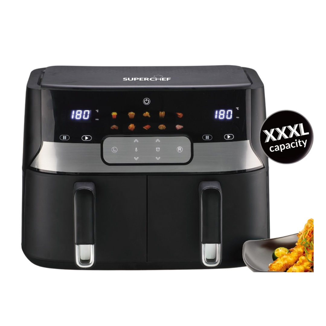 Super Chef, Digital Dual Basket Air Fryer, 9 Liter,1700w