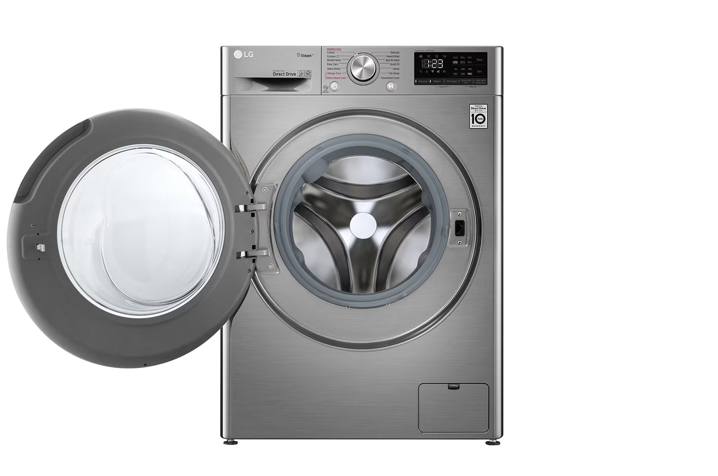 LG front loading Washer, 8 Kg, Bigger Capacity, AI DD, Steam, Silver WV2149AVG