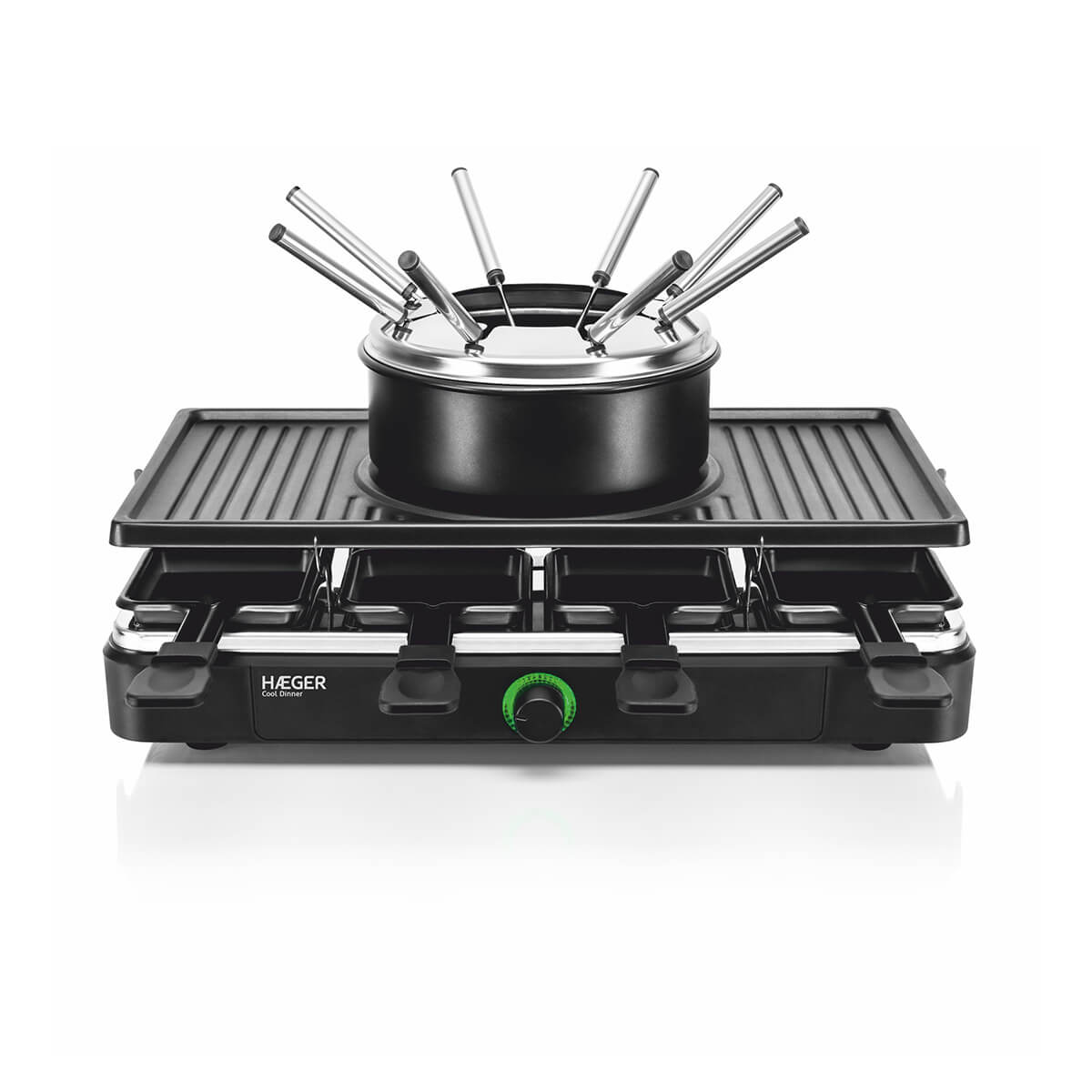 Set Fondue, Grill and Raclette HAEGER Cool Dinner – Suitable for up to 8 People,1400W