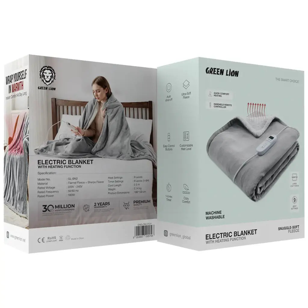 Green Lion Electric Blanket with Heating Function - Gray