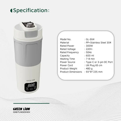 Green Lion Kettle & Go Electric Kettle 600mL