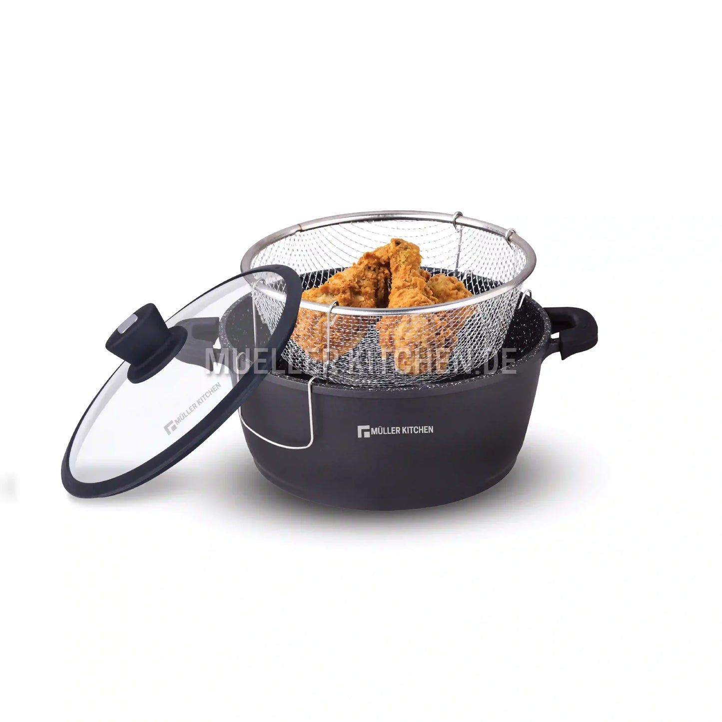 Mueller kitchen MK-3016 26cm everyday die-cast casserole With Frying Basket