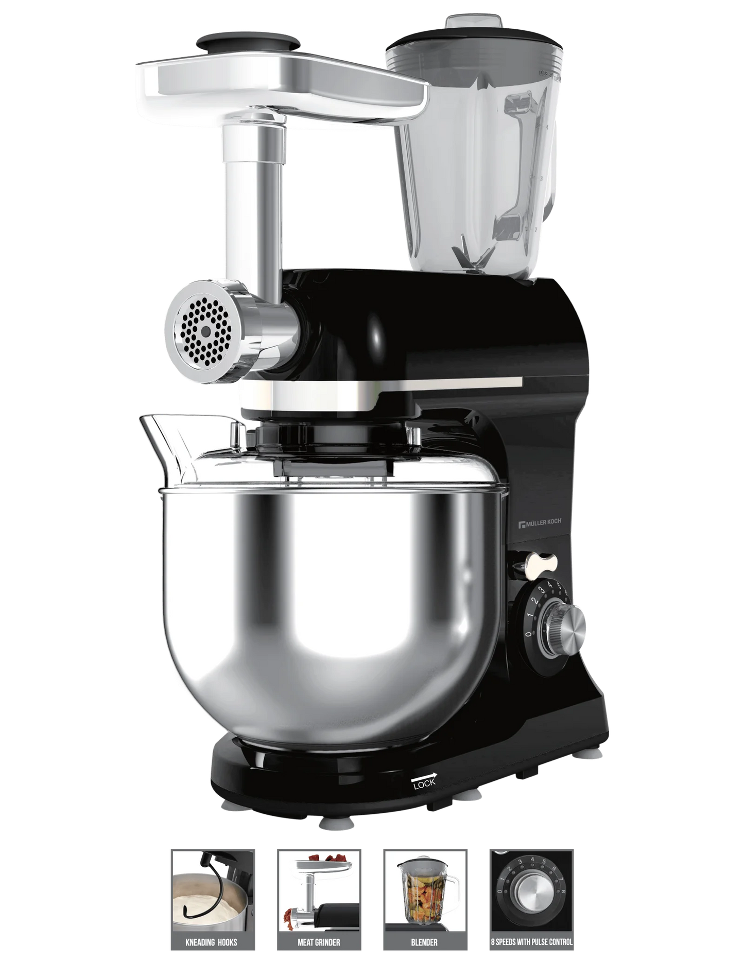 Muller kitchen MK-6041 3X1 Stand Mixer 7L 1300W Full Metal Gear