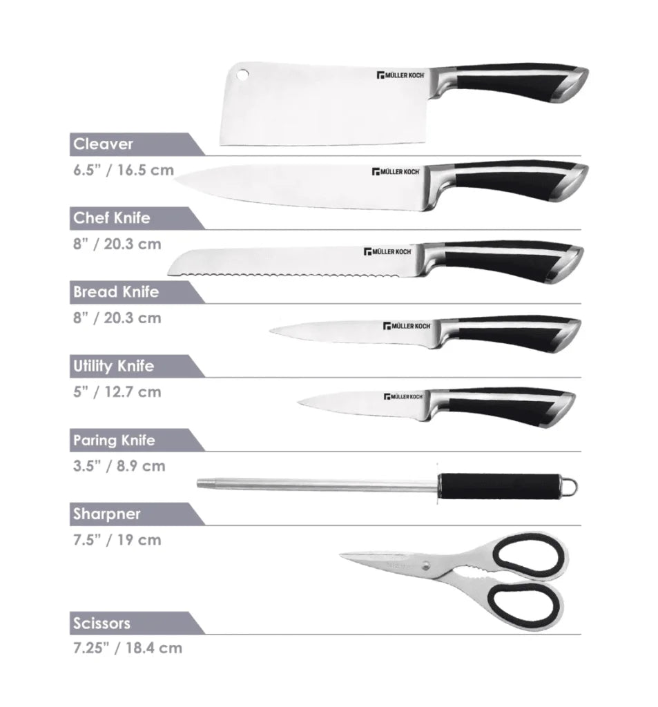 Mueller kitchen 8 Pcs knife set With Acrylic Stand