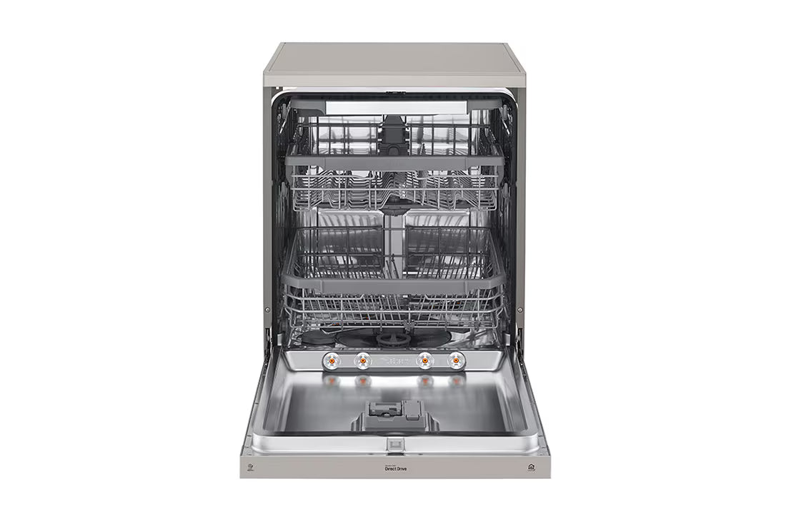 LG QuadWash™ Steam Dishwasher, 14 Place Settings, EasyRack™ Plus, Inverter Direct Drive, ThinQ, Platinum Silver color DFB425FP