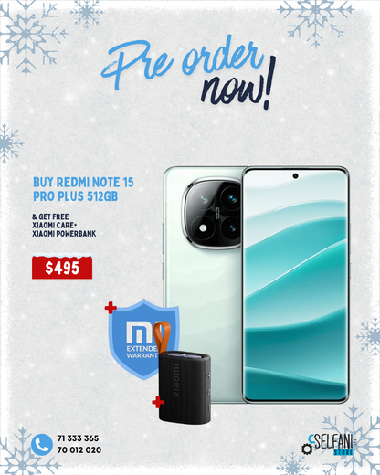 Xiaomi Redmi Note 15 Pro plus, 512gb, PRE-ORDER + free XiAOMICARE+ Sound pocket