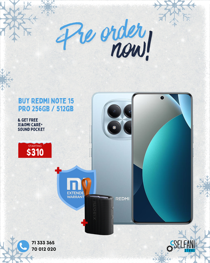 Xiaomi Redmi Note 15 Pro, 256gb, PRE-ORDER + free XiAOMICARE+ Sound pocket