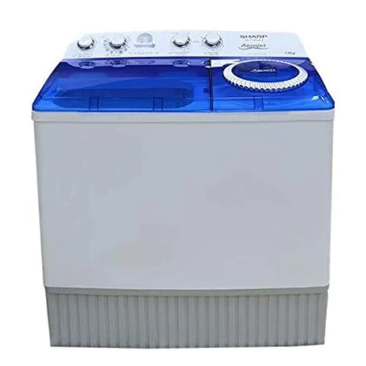 Sharp 12 Kg Twin Tub Washing Machine, Spin/Dry, Semi Automatic, Color White/Blue Model – ES-T127AP-Z – 1 Year Warranty