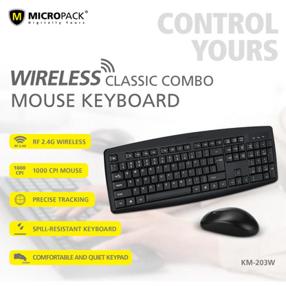 Micropack - Keyboard & Mouse KM-203W - Wireless