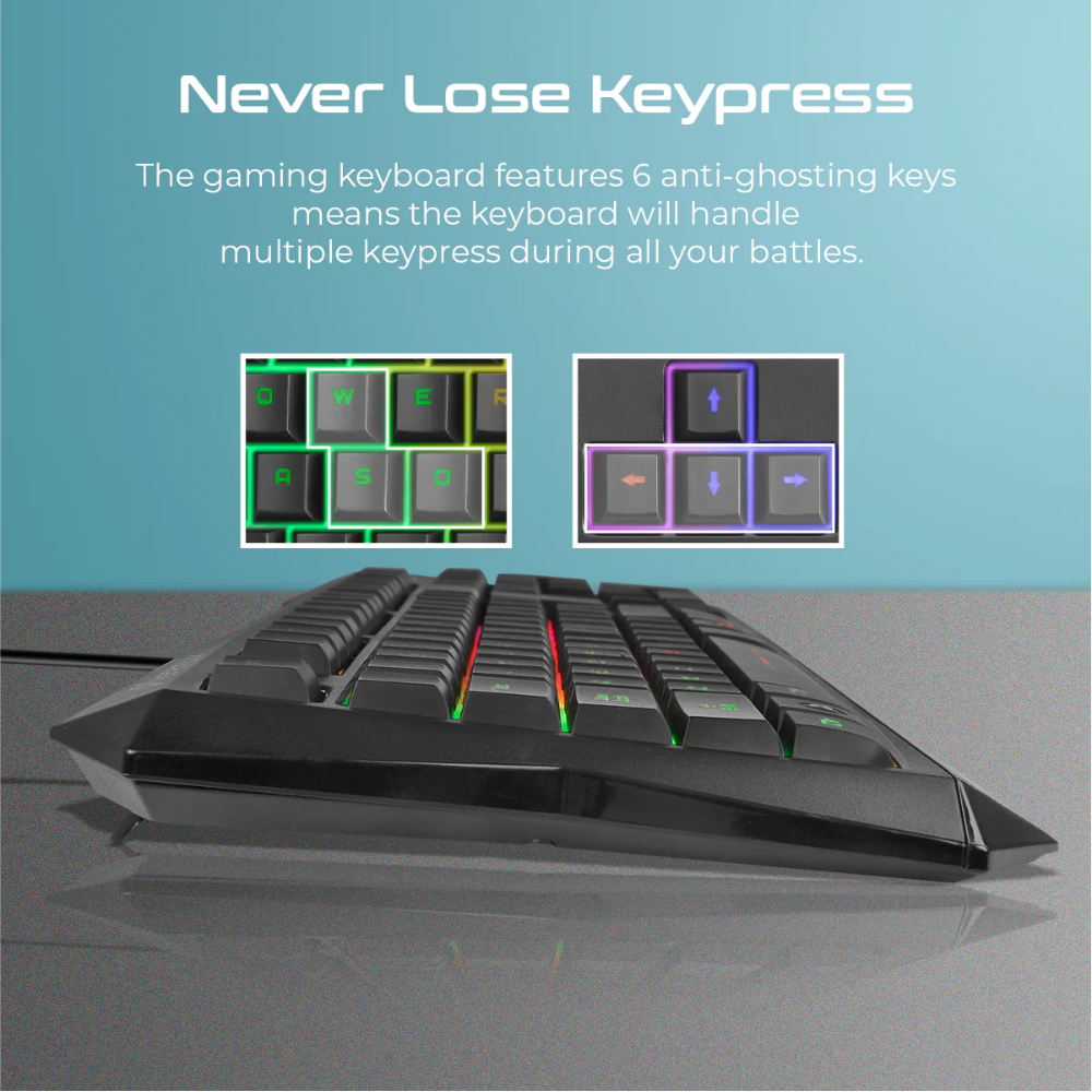 Vertux - Radiance - Ergonomic Backlit Wired Gaming Keyboard