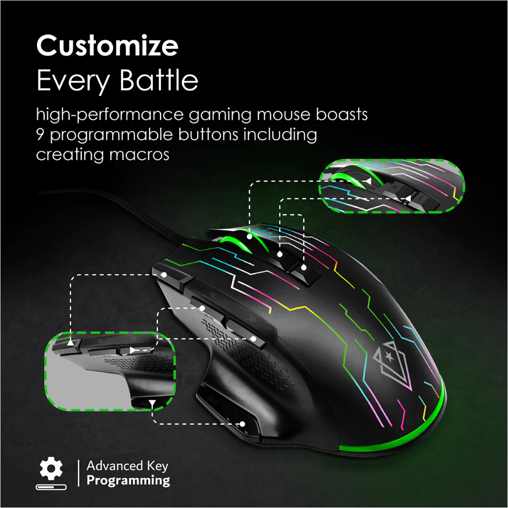 Vertux - Kryptonite - Superior Quick Performance Wired Gaming Mouse