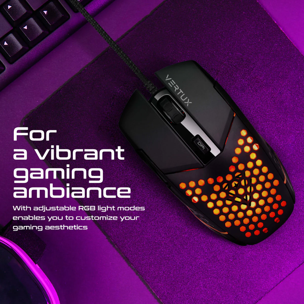 Vertux - Katana - 6 Buttons Hex-Shell Wired RGB Gaming Mouse