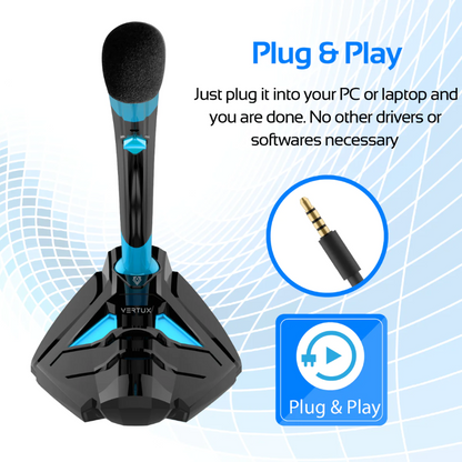 Vertux -Streamer-4 - Universal Digital Stereo 3.5mm Desktop Gaming Microphone