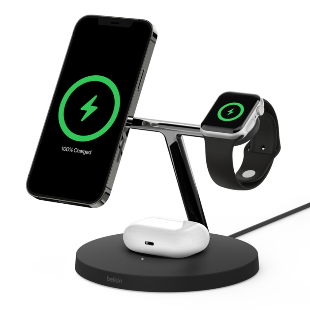 Belkin - BoostCharge Pro - 3-in-1 Wireless Charger with MagSafe 15W