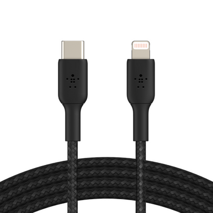 Belkin - BoostCharge - Braided USB-C to Lightning Cable (2m / 6.6ft, Black)