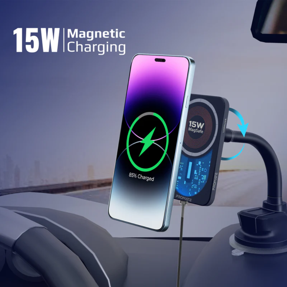 Promate - LucidMount-15 - 15W MagSafe Transparent Car Wireless Charger