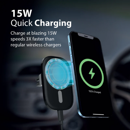 Promate - VentMag-15W - 15W Magnetic Wireless Charging Car Mount