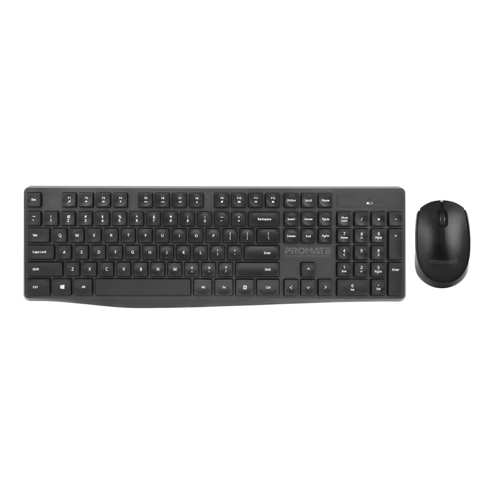 Promate - Wireless Keyboard and Mouse Comb - Ergonomic Super-Slim