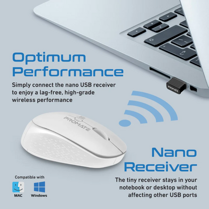 Promate - Tracker - 1600DPI MaxComfort® Ergonomic Wireless Mouse