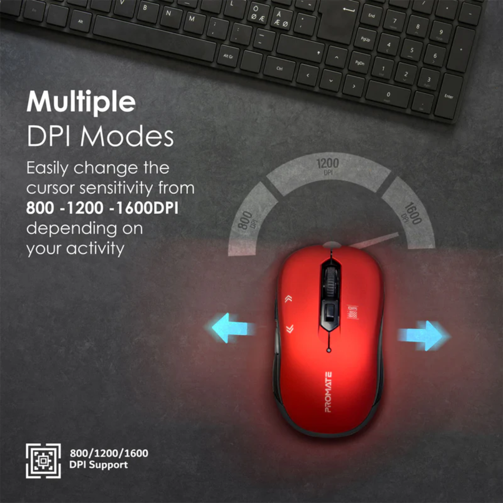 Promate - Slider - Optical Tracking Wireless Ergonomic Mouse