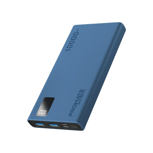 Promate - Bolt-10Pro - 10000mAh Compact Smart Charging Power Bank with Dual USB-A & USB-C Output