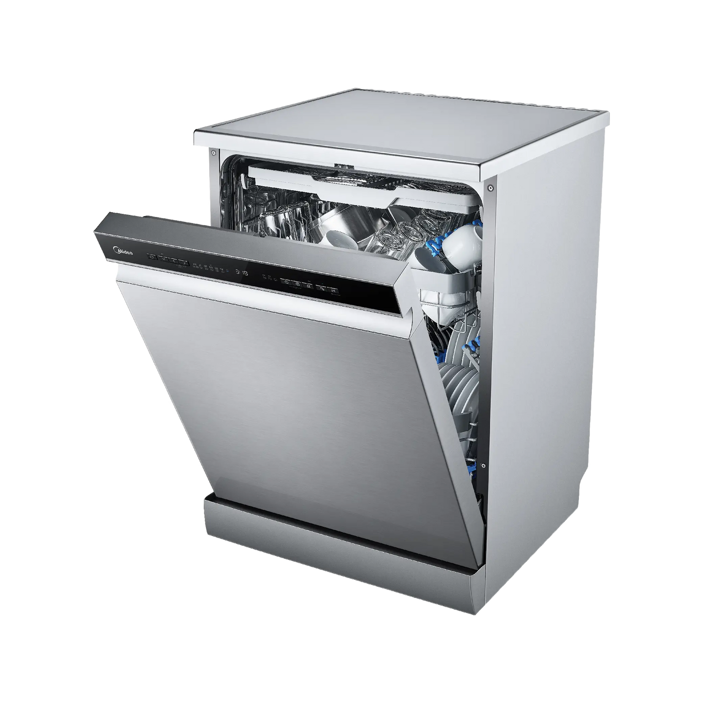 Midea Freestanding Smart Dishwasher 15 Place Setting with Dual Zone Wash - Stainless Steel WQP15-W7633D-SS