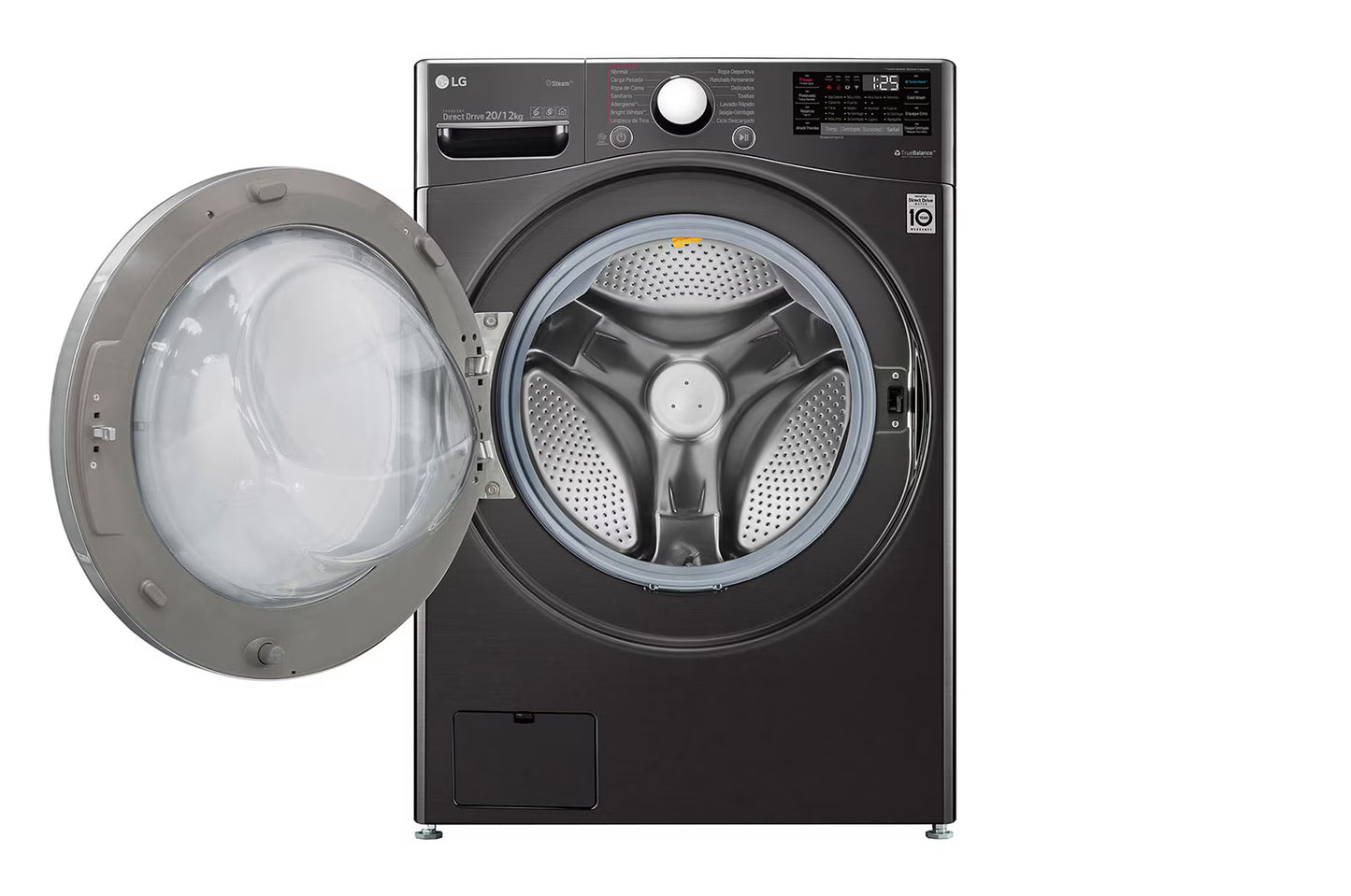 LG Washer & Dryer 20/12kg, Direct Drive, Steam, Black Steel