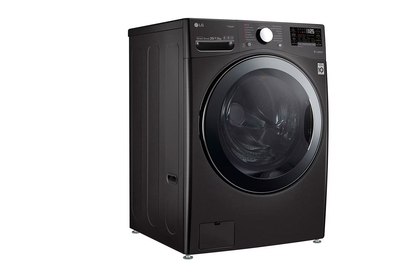 LG Washer & Dryer 20/12kg, Direct Drive, Steam, Black Steel