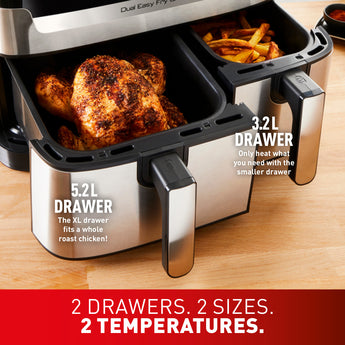 TEFAL Dual Easy Fry & Grill Air Fryer 8.3 L Stainless Steel - EY905870