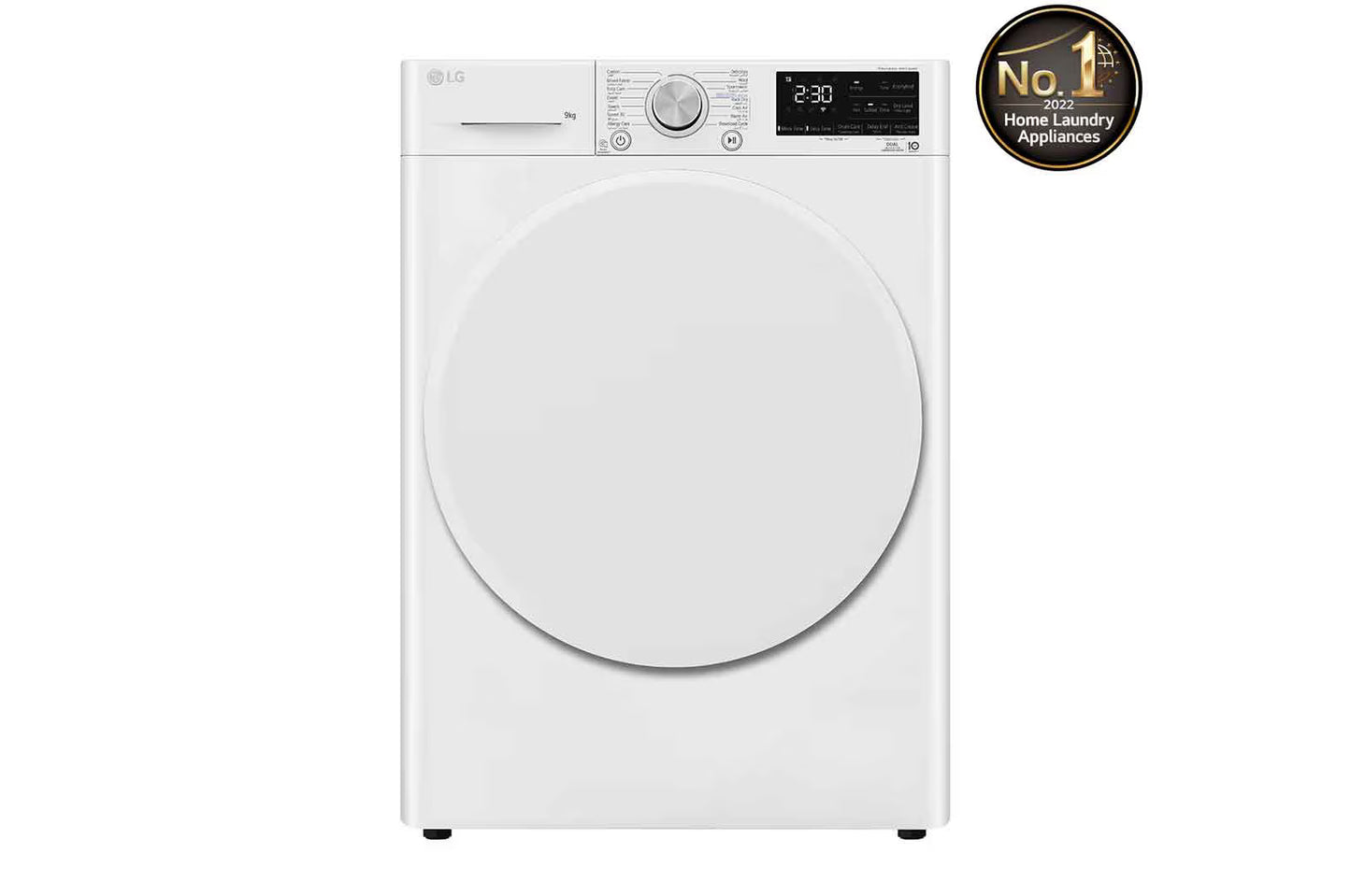 LG Energy Saving Dryer, 9kg, White, Capable Drying with Dual Heat Pump RH90V3AV0N