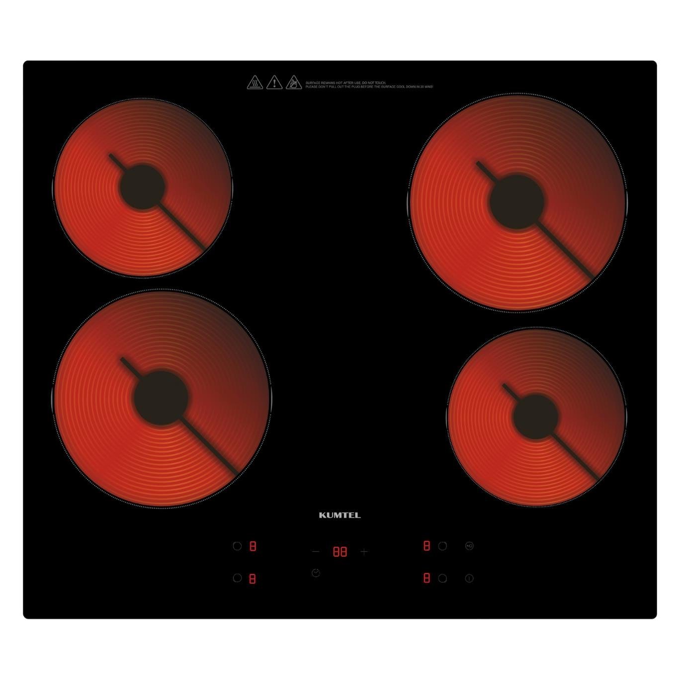 Kumtel Vitroceramic Electric Black Glass Built-in Cooktop HV6-04T