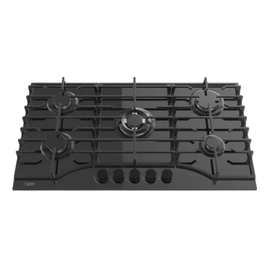 XPER XHGSSFG90B Hob 90cm Cast Iron Glass Black