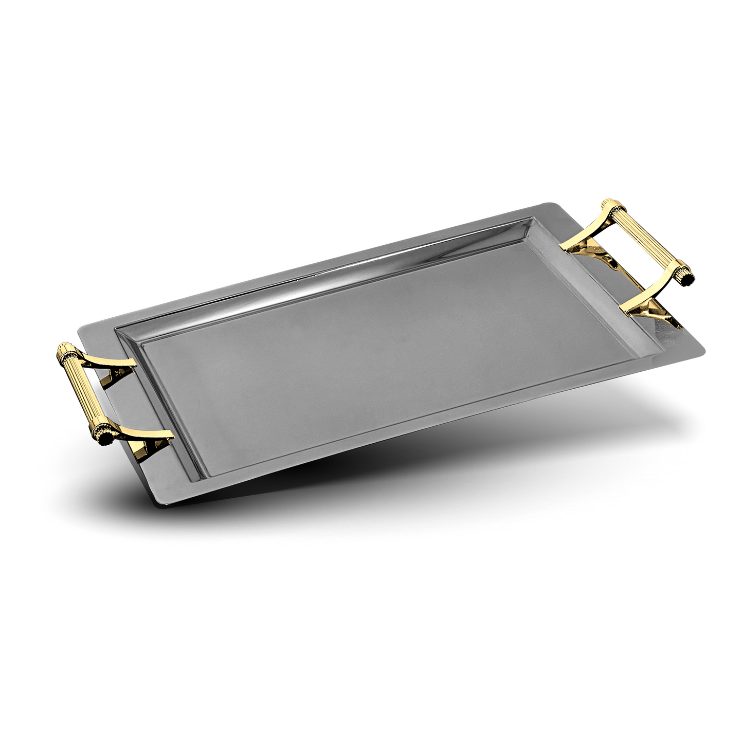 Dorsch Caesar Silver Serving Tray - Gold handles